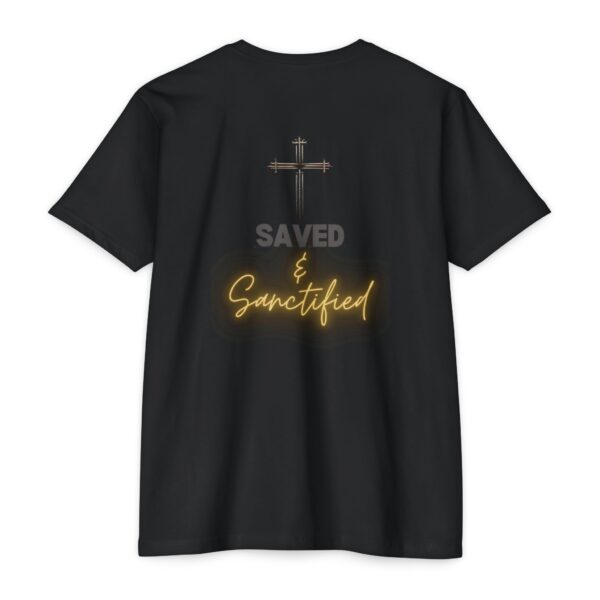 Unisex CVC Jersey T-shirt "Saved and Sanctified"