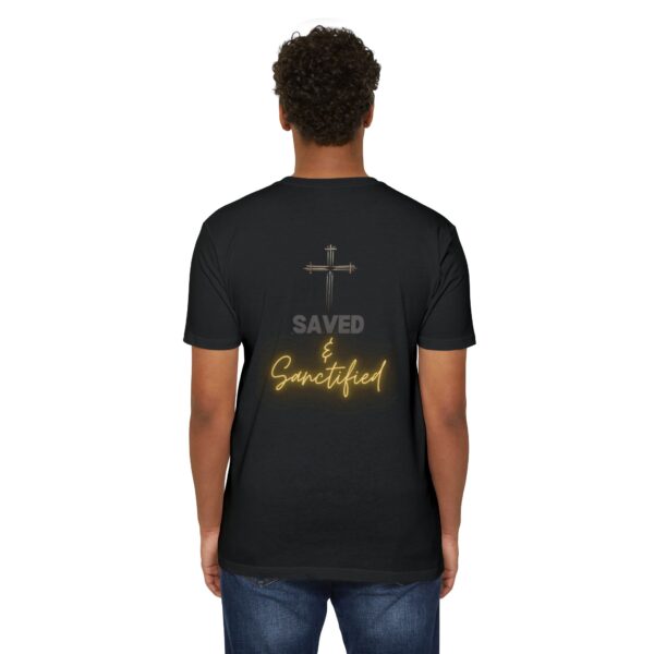 Unisex CVC Jersey T-shirt "Saved and Sanctified"