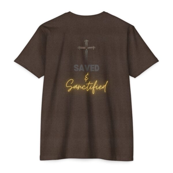 Unisex CVC Jersey T-shirt "Saved and Sanctified"